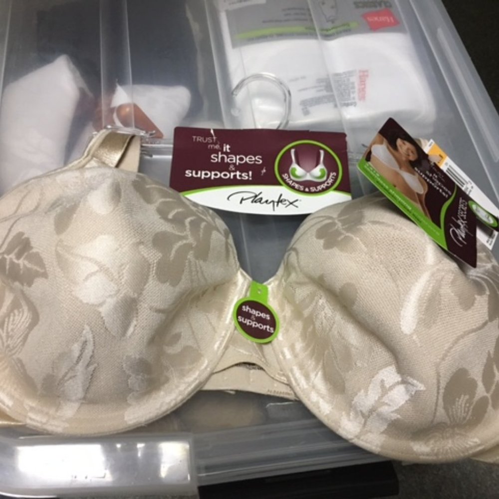 Playtex Secrets 34D & 36DD Underwire Bras - Beige, White